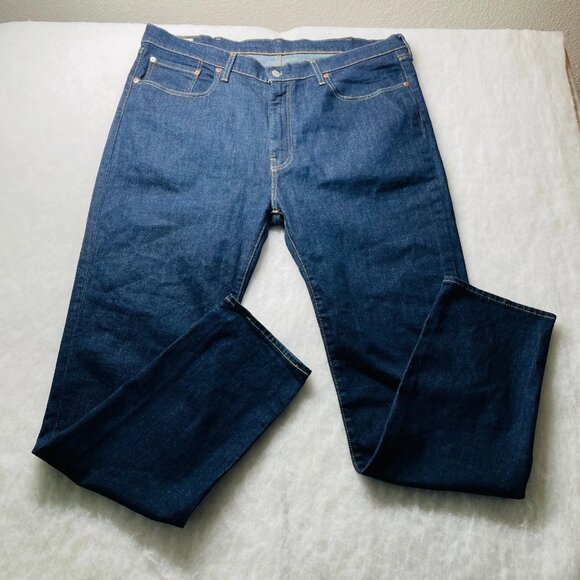 Levi's 512 Mens Blue Raw Denim Straight Jeans Tagged W44xL36 Meas. W42x32.5 - Picture 1 of 12